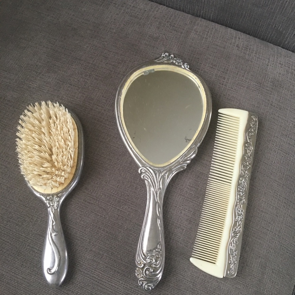 Old vintage vanity set mirror brush and comb